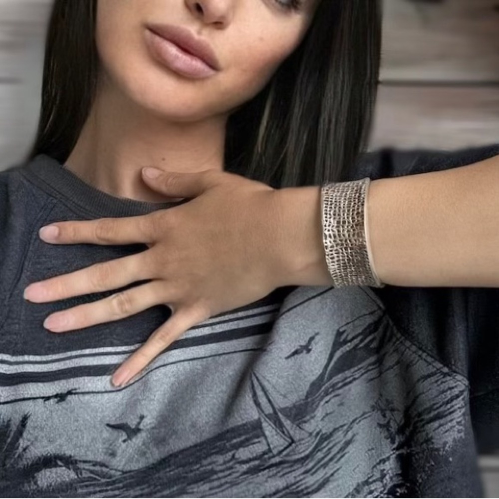 .925 Sterling silver Cuff Bracelet Jewelry Statement Gifts For Her Style Trends